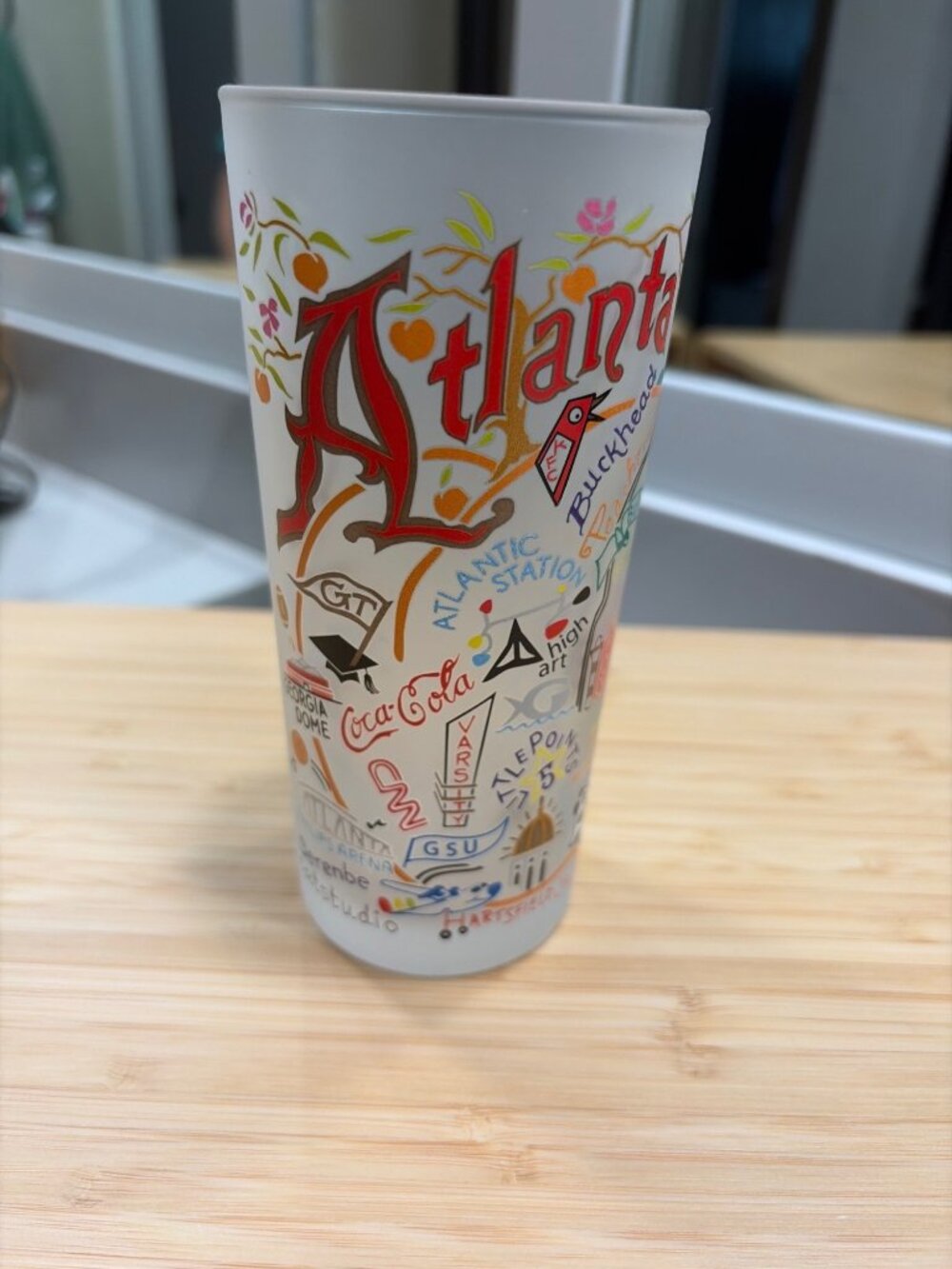 Catstudio Atlanta Landmarks Frosted Collectible Glass 15 oz